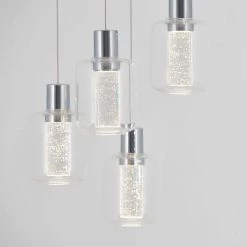 Essence Globe 25-Watt Integrated LED 4-Light Chrome Modern Hanging Pendant Light Chandelier for Kitchen Dining Room by Artika -KINWELL shop chrome artika chandeliers chg4ls 66 1000