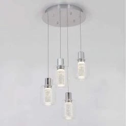 Essence Globe 25-Watt Integrated LED 4-Light Chrome Modern Hanging Pendant Light Chandelier for Kitchen Dining Room by Artika -KINWELL shop chrome artika chandeliers chg4ls fa 1000