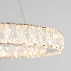 Celebrity 20-Watt Integrated LED Chrome Modern Hanging Pendant Light with Clear Crystals for Kitchen Dining Room by Artika -KINWELL shop chrome artika chandeliers drgl c1 1f 1000