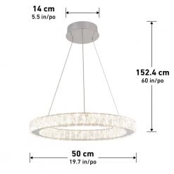 Celebrity 20-Watt Integrated LED Chrome Modern Hanging Pendant Light with Clear Crystals for Kitchen Dining Room by Artika -KINWELL shop chrome artika chandeliers drgl c1 40 1000