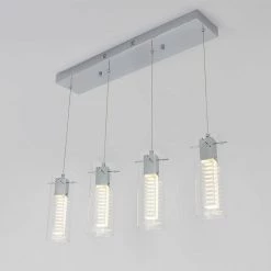 Hologram 21-Watt Integrated LED 4-Light Chrome Modern Hanging Pendant Light for Dining Room by Artika 13 Hologram 21-Watt Integrated LED 4-Light Chrome Modern Hanging Pendant Light for Dining Room by Artika -KINWELL shop chrome artika chandeliers hol4p hd2 44 1000