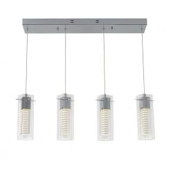 Hologram 21-Watt Integrated LED 4-Light Chrome Modern Hanging Pendant Light for Dining Room by Artika