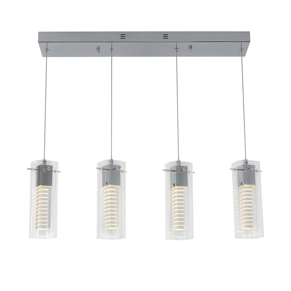 Hologram 21-Watt Integrated LED 4-Light Chrome Modern Hanging Pendant Light for Dining Room by Artika 3 Hologram 21-Watt Integrated LED 4-Light Chrome Modern Hanging Pendant Light for Dining Room by Artika