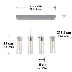 Essence 4-Light Chrome Modern Integrated LED Island Light Hanging Pendant Light Chandelier for Kitchen Dining Room by Artika -KINWELL shop chrome artika chandeliers ome59b hd2d 40 1000