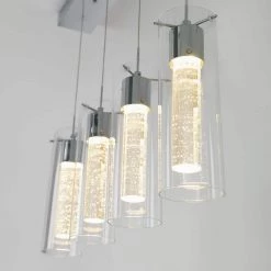 Essence 4-Light Chrome Modern Integrated LED Island Light Hanging Pendant Light Chandelier for Kitchen Dining Room by Artika -KINWELL shop chrome artika chandeliers ome59b hd2d 44 1000