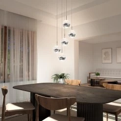 Oracle 22-Watt Integrated LED 5-Light Chrome Modern Hanging Pendant Light Chandelier for Kitchen and Staircase by Artika -KINWELL shop chrome artika chandeliers ora5l hd2 c3 1000