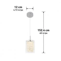 Crystal Cube 5.5-Watt Modern Integrated LED Chrome Hanging Pendant Light with Glass Shade for Kitchen Island by Artika -KINWELL shop chrome artika chandeliers pdt 1cc 40 1000