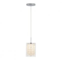 KINWELL shop 28 Crystal Cube 5.5-Watt Modern Integrated LED Chrome Hanging Pendant Light with Glass Shade for Kitchen Island by Artika