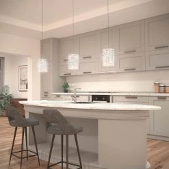 Crystal Cube 5.5-Watt Modern Integrated LED Chrome Hanging Pendant Light with Glass Shade for Kitchen Island by Artika -KINWELL shop chrome artika chandeliers pdt 1cc c3 1000