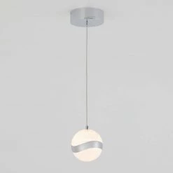 Wavey 7-Watt 1-Light Integrated LED Chrome Modern Hanging Pendant Light for Kitchen Island by Artika -KINWELL shop chrome artika chandeliers pdt 1wa 1f 1000