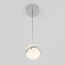 Wavey 7-Watt 1-Light Integrated LED Chrome Modern Hanging Pendant Light for Kitchen Island by Artika -KINWELL shop chrome artika chandeliers pdt 1wa 4f 1000