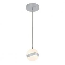 Wavey 7-Watt 1-Light Integrated LED Chrome Modern Hanging Pendant Light for Kitchen Island by Artika