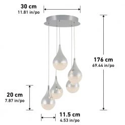 Glitzer 30-Watt Integrated LED 5-Light Chrome Modern Hanging Pendant Light for Living Room by Artika 11 Glitzer 30-Watt Integrated LED 5-Light Chrome Modern Hanging Pendant Light for Living Room by Artika -KINWELL shop chrome artika chandeliers pdt 5gl rn 40 1000