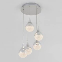 Glitzer 30-Watt Integrated LED 5-Light Chrome Modern Hanging Pendant Light for Living Room by Artika 13 Glitzer 30-Watt Integrated LED 5-Light Chrome Modern Hanging Pendant Light for Living Room by Artika -KINWELL shop chrome artika chandeliers pdt 5gl rn 4f 1000