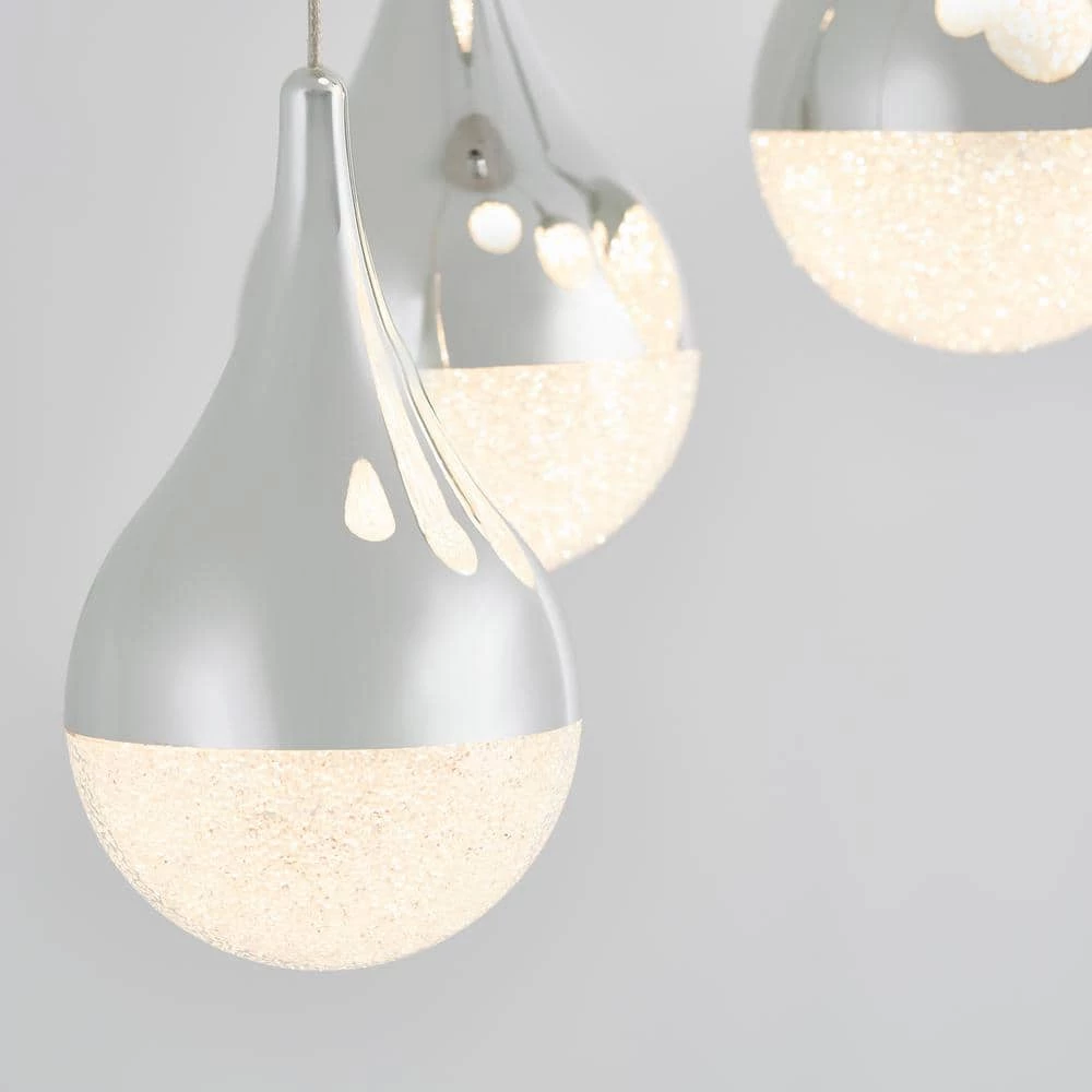 Glitzer 30-Watt Integrated LED 5-Light Chrome Modern Hanging Pendant Light for Living Room by Artika 6 Glitzer 30-Watt Integrated LED 5-Light Chrome Modern Hanging Pendant Light for Living Room by Artika - Image 4