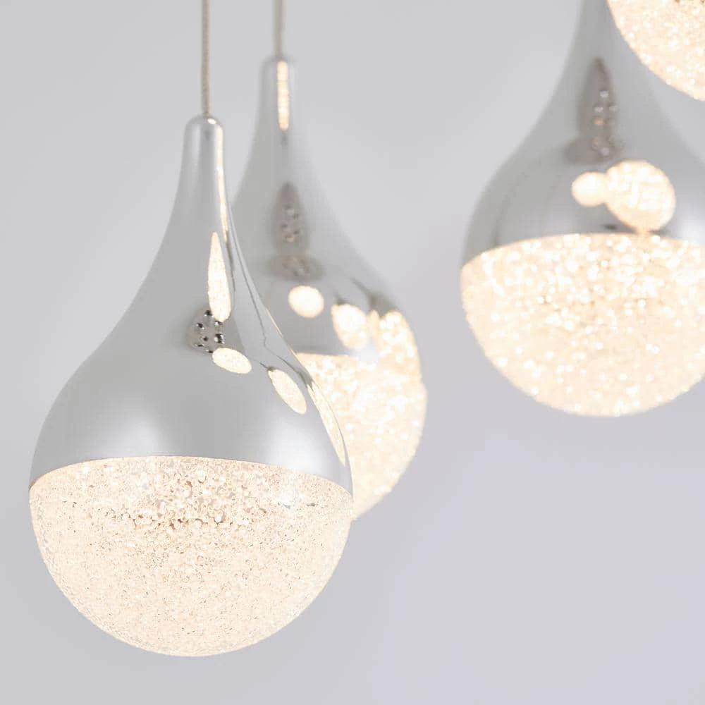 Glitzer 30-Watt Integrated LED 5-Light Chrome Modern Hanging Pendant Light for Living Room by Artika 9 Glitzer 30-Watt Integrated LED 5-Light Chrome Modern Hanging Pendant Light for Living Room by Artika - Image 7