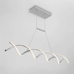 DNA Linear 16-Watt Integrated LED Chrome Modern Hanging Pendant Light for Kitchen Island by Artika -KINWELL shop chrome artika chandeliers pdt dl cr 1f 1000