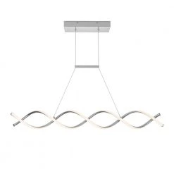 DNA Linear 16-Watt Integrated LED Chrome Modern Hanging Pendant Light for Kitchen Island by Artika