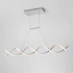 DNA Linear 16-Watt Integrated LED Chrome Modern Hanging Pendant Light for Kitchen Island by Artika -KINWELL shop chrome artika chandeliers pdt dl cr 76 1000