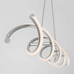 DNA Linear 16-Watt Integrated LED Chrome Modern Hanging Pendant Light for Kitchen Island by Artika -KINWELL shop chrome artika chandeliers pdt dl cr c3 1000