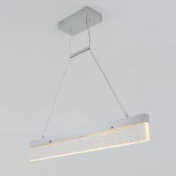 Essence Bar 28-Watt Integrated LED Chrome Modern Island Light Hanging Pendant Light Chandelier for Kitchen Dining Room by Artika -KINWELL shop chrome artika chandeliers pdt eb 1f 1000