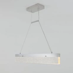 Essence Bar 28-Watt Integrated LED Chrome Modern Island Light Hanging Pendant Light Chandelier for Kitchen Dining Room by Artika -KINWELL shop chrome artika chandeliers pdt eb 44 1000