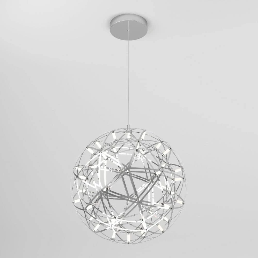 Elden Big 23-Watt 1-Light Chrome Integrated LED Hanging Pendant Light by Artika 7 Elden Big 23-Watt 1-Light Chrome Integrated LED Hanging Pendant Light by Artika - Image 5