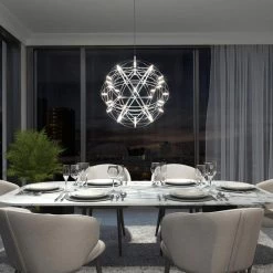 Elden Big 23-Watt 1-Light Chrome Integrated LED Hanging Pendant Light by Artika 19 Elden Big 23-Watt 1-Light Chrome Integrated LED Hanging Pendant Light by Artika -KINWELL shop chrome artika chandeliers pdt el hd2cr 31 1000