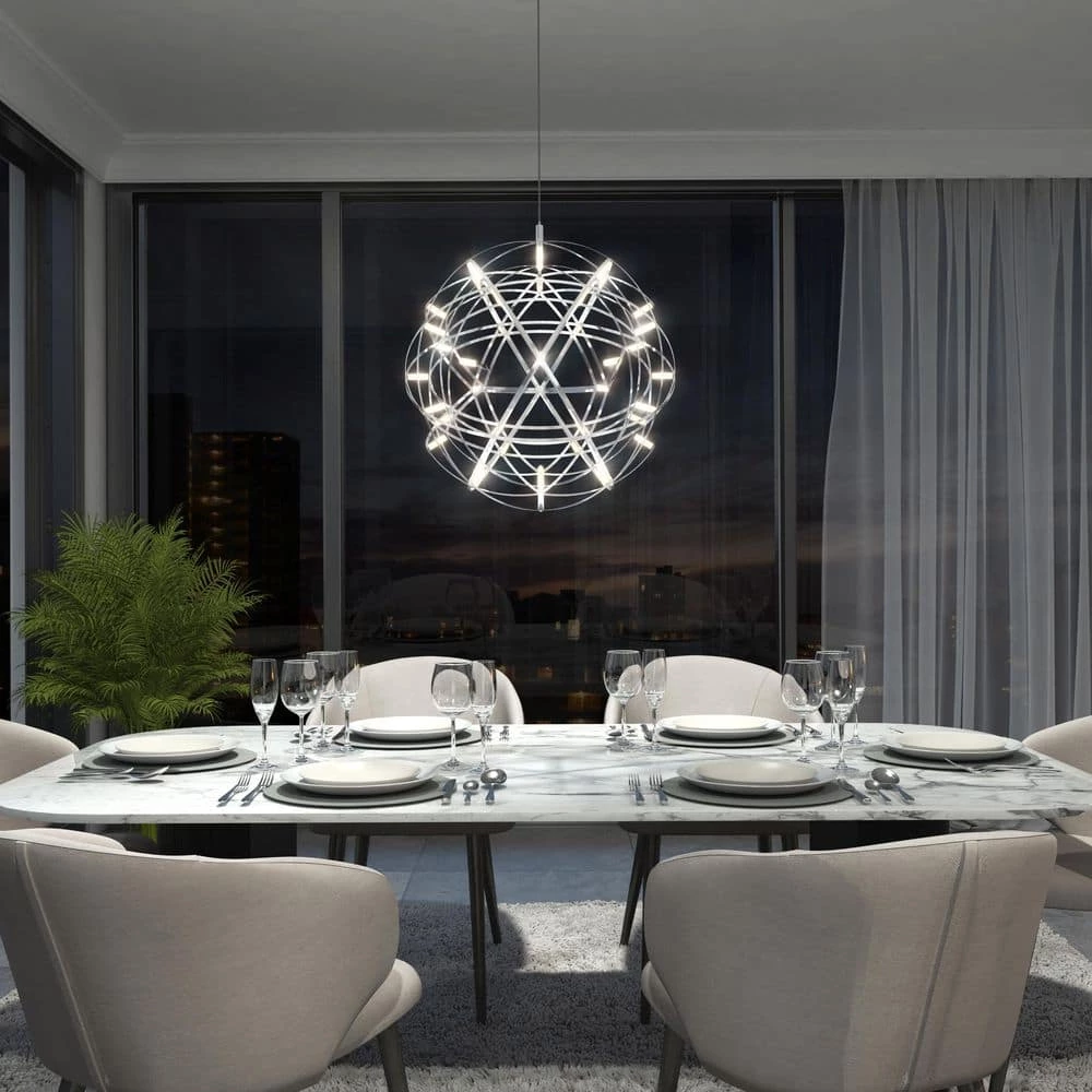 Elden Big 23-Watt 1-Light Chrome Integrated LED Hanging Pendant Light by Artika 11 Elden Big 23-Watt 1-Light Chrome Integrated LED Hanging Pendant Light by Artika - Image 9