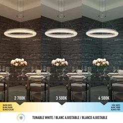 Famous Optical 25-Watt Integrated LED Chrome Modern Hanging Pendant Light Crystal Chandelier for Kitchen Dining Room by Artika -KINWELL shop chrome artika chandeliers pdt fo cr c3 1000