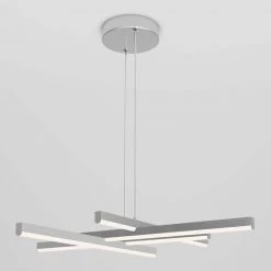 Grid 30-Watt Integrated LED Chrome Modern Island Light Hanging Pendant Light Chandelier for Kitchen Dining Room by Artika -KINWELL shop chrome artika chandeliers pdt gdc hd2cr 1f 1000