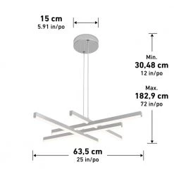 Grid 30-Watt Integrated LED Chrome Modern Island Light Hanging Pendant Light Chandelier for Kitchen Dining Room by Artika -KINWELL shop chrome artika chandeliers pdt gdc hd2cr 40 1000