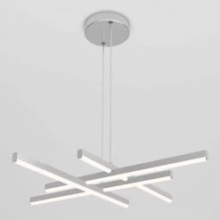 Grid 30-Watt Integrated LED Chrome Modern Island Light Hanging Pendant Light Chandelier for Kitchen Dining Room by Artika -KINWELL shop chrome artika chandeliers pdt gdc hd2cr 44 1000