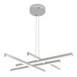 Grid 30-Watt Integrated LED Chrome Modern Island Light Hanging Pendant Light Chandelier for Kitchen Dining Room by Artika