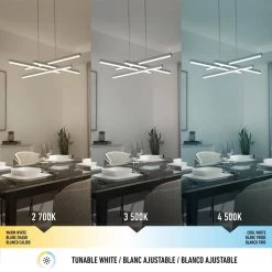 Grid 30-Watt Integrated LED Chrome Modern Island Light Hanging Pendant Light Chandelier for Kitchen Dining Room by Artika -KINWELL shop chrome artika chandeliers pdt gdc hd2cr c3 1000