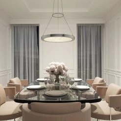 Glam 18-Watt 1-Light Chrome Integrated LED Hanging Pendant Light by Artika -KINWELL shop chrome artika chandeliers pdt gl hd2cr 31 1000