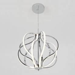 Meridian 30-Watt Integrated LED Chrome Modern Island Light Hanging Pendant Light Chandelier for Kitchen Dining Room by Artika -KINWELL shop chrome artika chandeliers pdt md hd 1f 1000