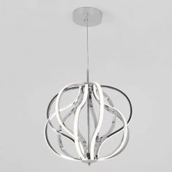 Meridian 30-Watt Integrated LED Chrome Modern Island Light Hanging Pendant Light Chandelier for Kitchen Dining Room by Artika -KINWELL shop chrome artika chandeliers pdt md hd 44 1000