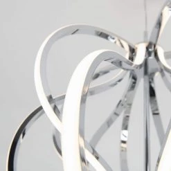 Meridian 30-Watt Integrated LED Chrome Modern Island Light Hanging Pendant Light Chandelier for Kitchen Dining Room by Artika -KINWELL shop chrome artika chandeliers pdt md hd 4f 1000