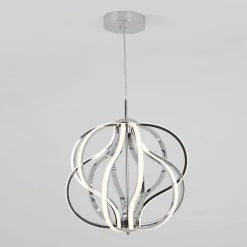 Meridian 30-Watt Integrated LED Chrome Modern Island Light Hanging Pendant Light Chandelier for Kitchen Dining Room by Artika -KINWELL shop chrome artika chandeliers pdt md hd 76 1000
