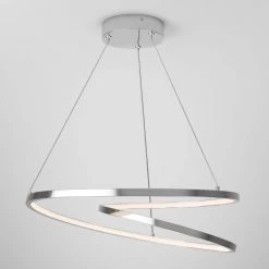 Salto 26-Watt Integrated LED Chrome Modern Hanging Pendant Light Chandelier for Living Room by Artika -KINWELL shop chrome artika chandeliers pdt sac cr 44 1000