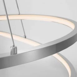 Salto 26-Watt Integrated LED Chrome Modern Hanging Pendant Light Chandelier for Living Room by Artika -KINWELL shop chrome artika chandeliers pdt sac cr 76 1000