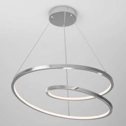 Salto 26-Watt Integrated LED Chrome Modern Hanging Pendant Light Chandelier for Living Room by Artika -KINWELL shop chrome artika chandeliers pdt sac cr fa 1000
