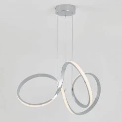 Swirl 30-Watt Integrated LED Chrome Modern Island Light Hanging Pendant Light Chandelier for Kitchen Dining Room by Artika -KINWELL shop chrome artika chandeliers pdt swr 44 1000