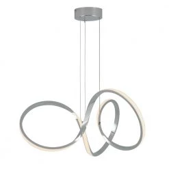 Swirl 30-Watt Integrated LED Chrome Modern Island Light Hanging Pendant Light Chandelier for Kitchen Dining Room by Artika