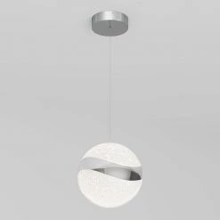 Wavey Ball 20-Watt 1-Light Integrated LED Chrome Modern Hanging Pendant Light with Acrylic for Kitchen Island by Artika 14 Wavey Ball 20-Watt 1-Light Integrated LED Chrome Modern Hanging Pendant Light with Acrylic for Kitchen Island by Artika -KINWELL shop chrome artika chandeliers pdt wb 1f 1000