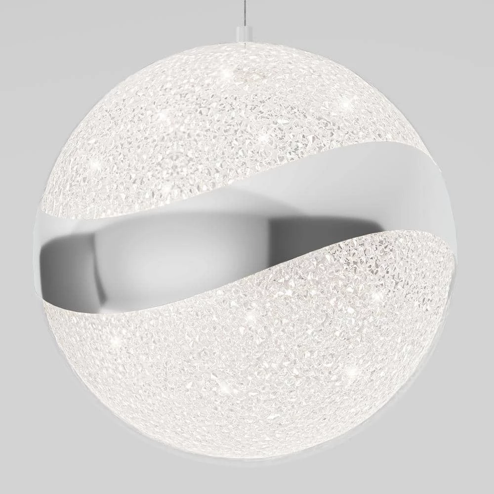 Wavey Ball 20-Watt 1-Light Integrated LED Chrome Modern Hanging Pendant Light with Acrylic for Kitchen Island by Artika 8 Wavey Ball 20-Watt 1-Light Integrated LED Chrome Modern Hanging Pendant Light with Acrylic for Kitchen Island by Artika - Image 6