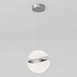 Wavey Ball 20-Watt 1-Light Integrated LED Chrome Modern Hanging Pendant Light with Acrylic for Kitchen Island by Artika 13 Wavey Ball 20-Watt 1-Light Integrated LED Chrome Modern Hanging Pendant Light with Acrylic for Kitchen Island by Artika -KINWELL shop chrome artika chandeliers pdt wb 4f 1000