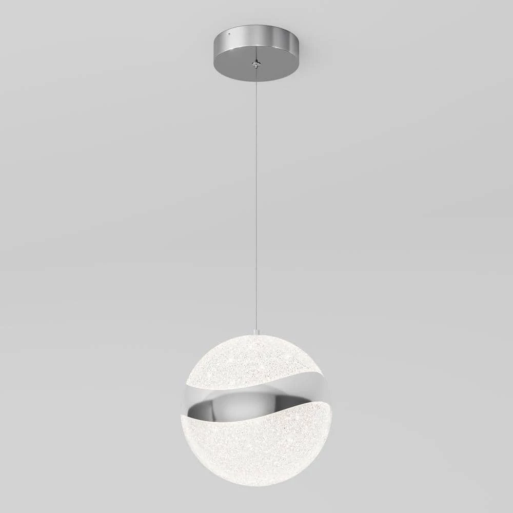 Wavey Ball 20-Watt 1-Light Integrated LED Chrome Modern Hanging Pendant Light with Acrylic for Kitchen Island by Artika 6 Wavey Ball 20-Watt 1-Light Integrated LED Chrome Modern Hanging Pendant Light with Acrylic for Kitchen Island by Artika - Image 4