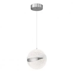 Wavey Ball 20-Watt 1-Light Integrated LED Chrome Modern Hanging Pendant Light with Acrylic for Kitchen Island by Artika